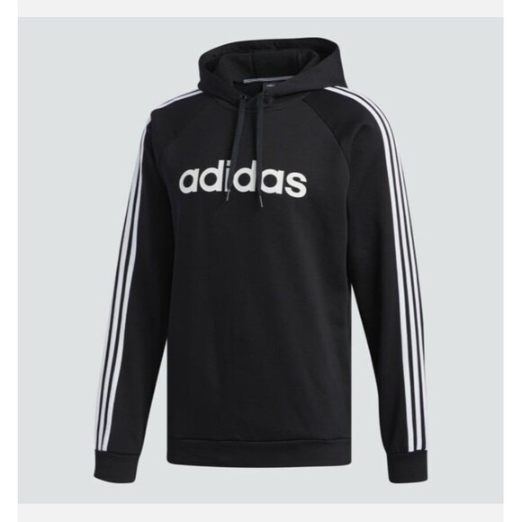 Adidas Essentials 3-Stripes Men's Pullover Hoodie - Black, Size XL - Picture 1 of 6